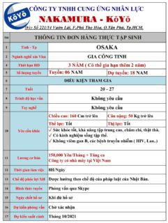 ĐƠN HÀNG GIA CÔNG TINH – OSAKA- NAM