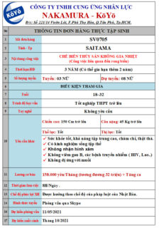 ĐƠN HÀNG CHẾ BIẾN THỦY SẢN ( RONG BIỂN) – NỮ – SAITAMA