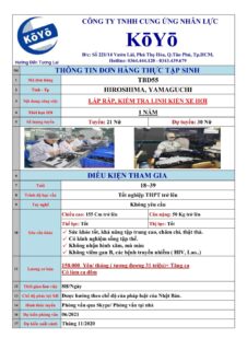 ĐƠN HÀNG 1 NĂM KIỂM TRA, LẮP RÁP LINH KIỆN ĐIỆN TỬ