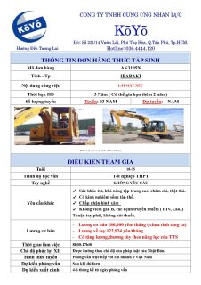 ĐƠN HÀNG LÁI MÁY XÚC – IBARAKI