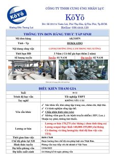 ĐƠN HÀNG LẮP ĐẶT ĐƯỜNG ỐNG – HOKKAIDO