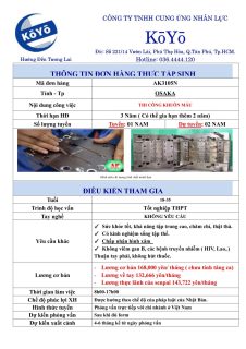 ĐƠN HÀNG THI CÔNG KHUÔN MẪU – OSAKA