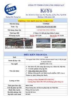 ĐƠN HÀNG LẮP RÁP THI CÔNG CỐP PHA – TOKUTEI