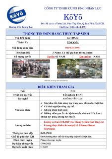 ĐƠN HÀNG DẬP KIM LOẠI – TOYAMA