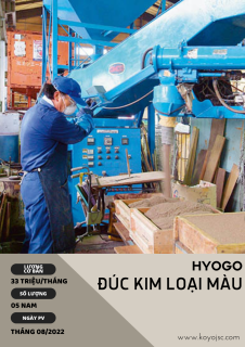 Tuyển 05 nam Đúc Kim Loại Màu, 18-28 tuổi, làm việc tại Hyogo