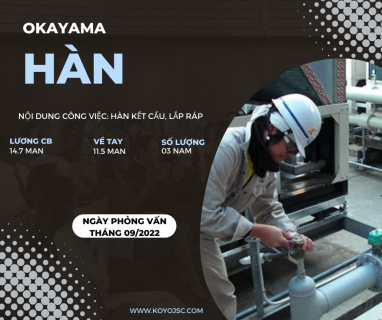 Tuyển 03 Nam Hàn Kết Cấu, Lắp Ráp, 18-32 tuổi, Okayama